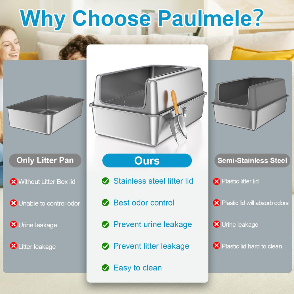 Paulmele stainless steel lid highlights durable easy-clean design that resists odors