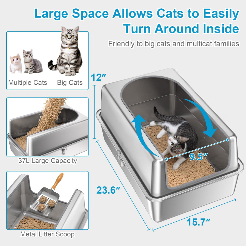 Paulmele XL litter box interior offers ample space for large cats to turn freely