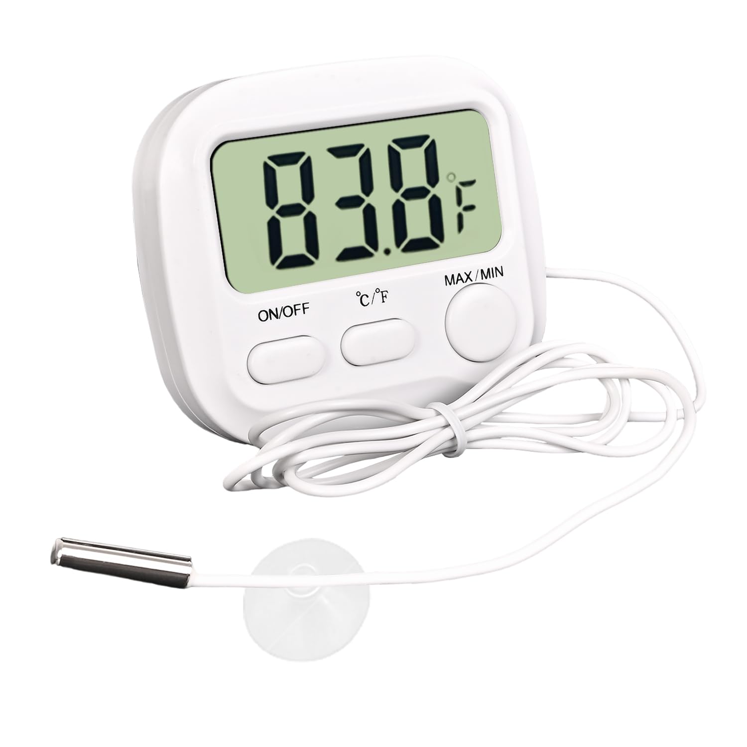 PAULTEMP digital aquarium thermometer shows large LCD screen for easy readings.