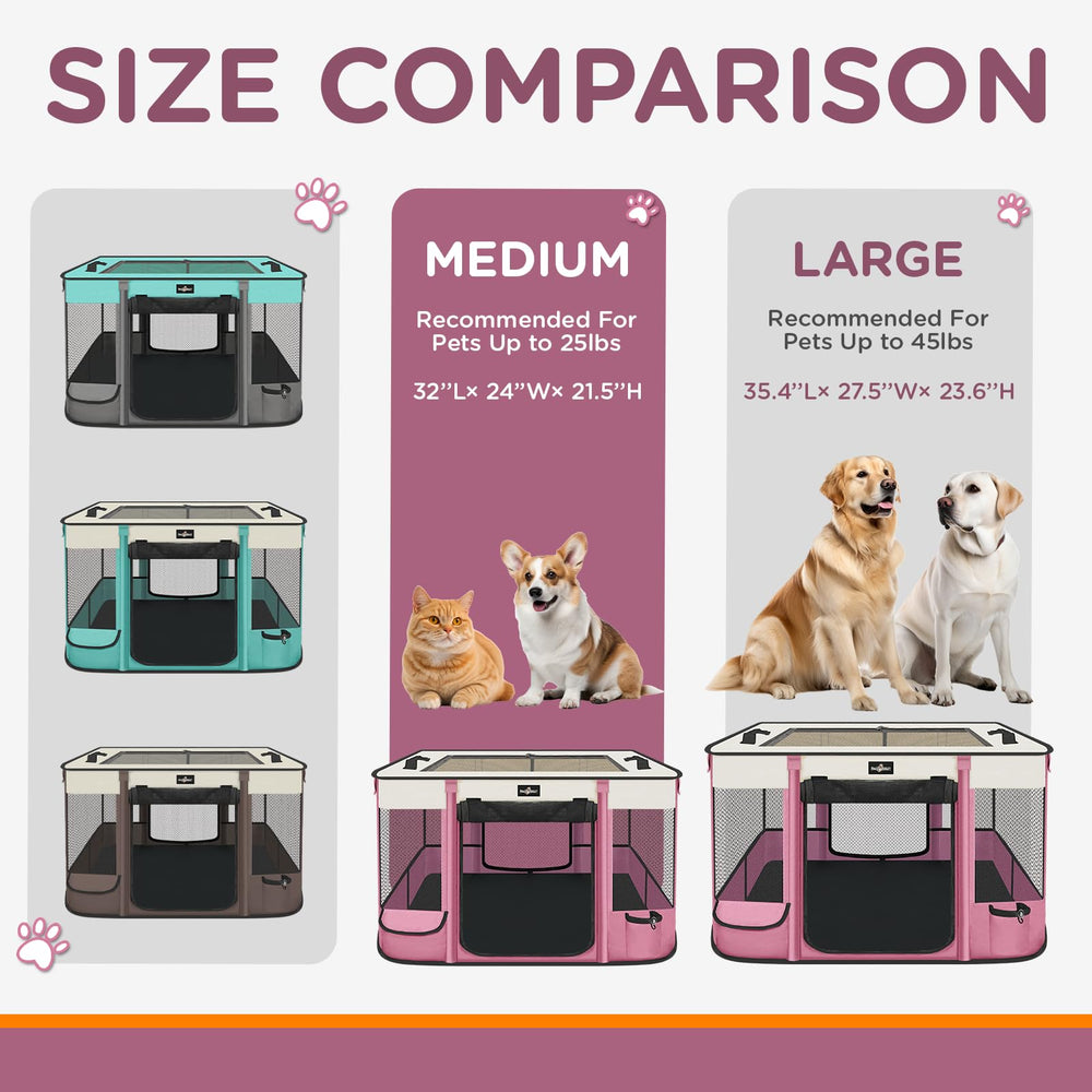 PAW BALLET foldable pet playpen for indoor and outdoor use.