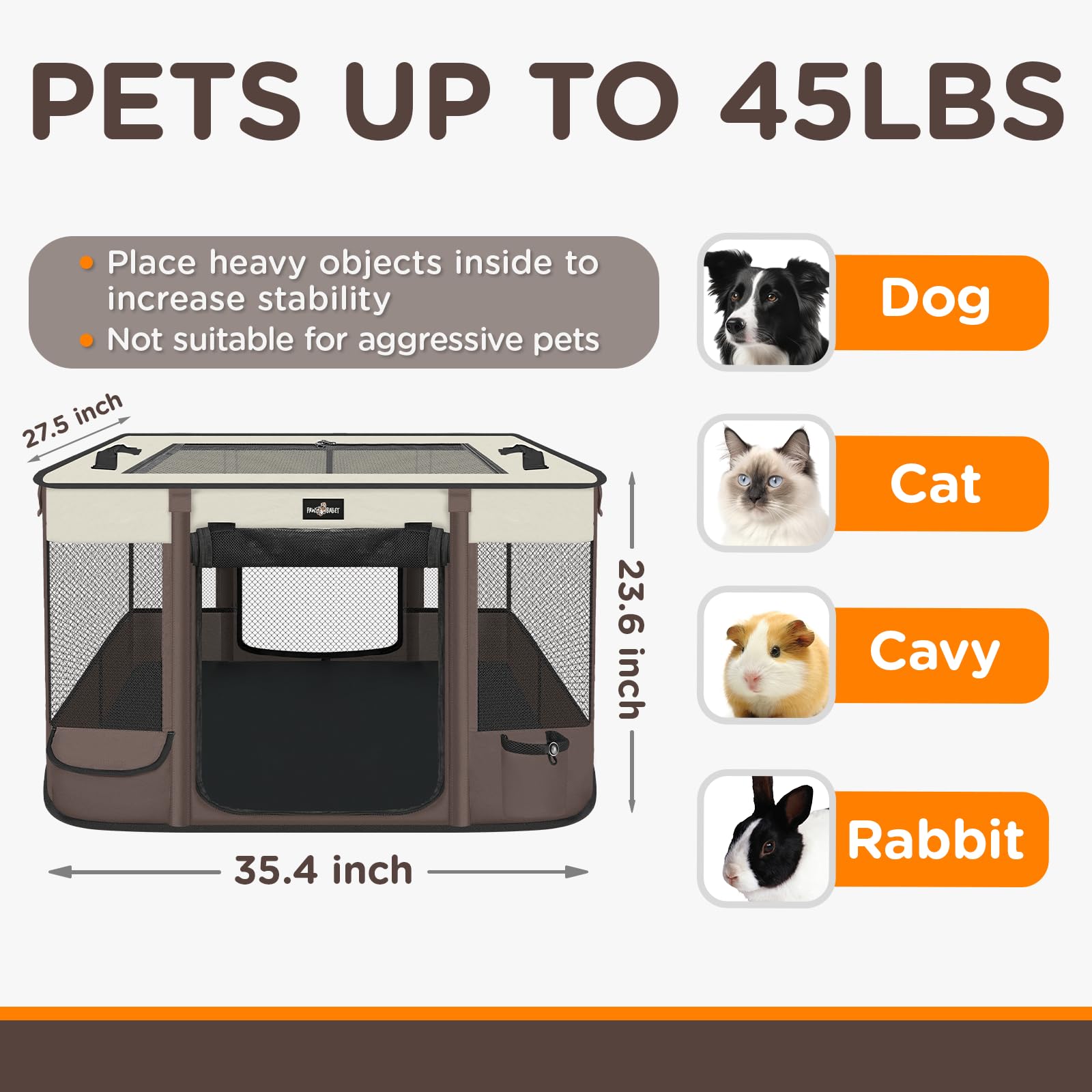 PAW BALLET Foldable Pet Playpen reinforced joints for sturdy setup