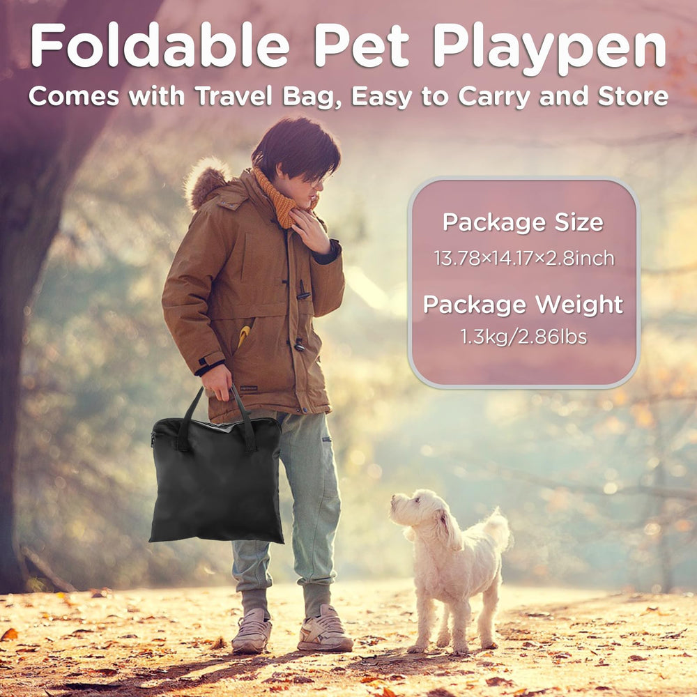 PAW BALLET foldable pet playpen retractable top shade offers sun protection.