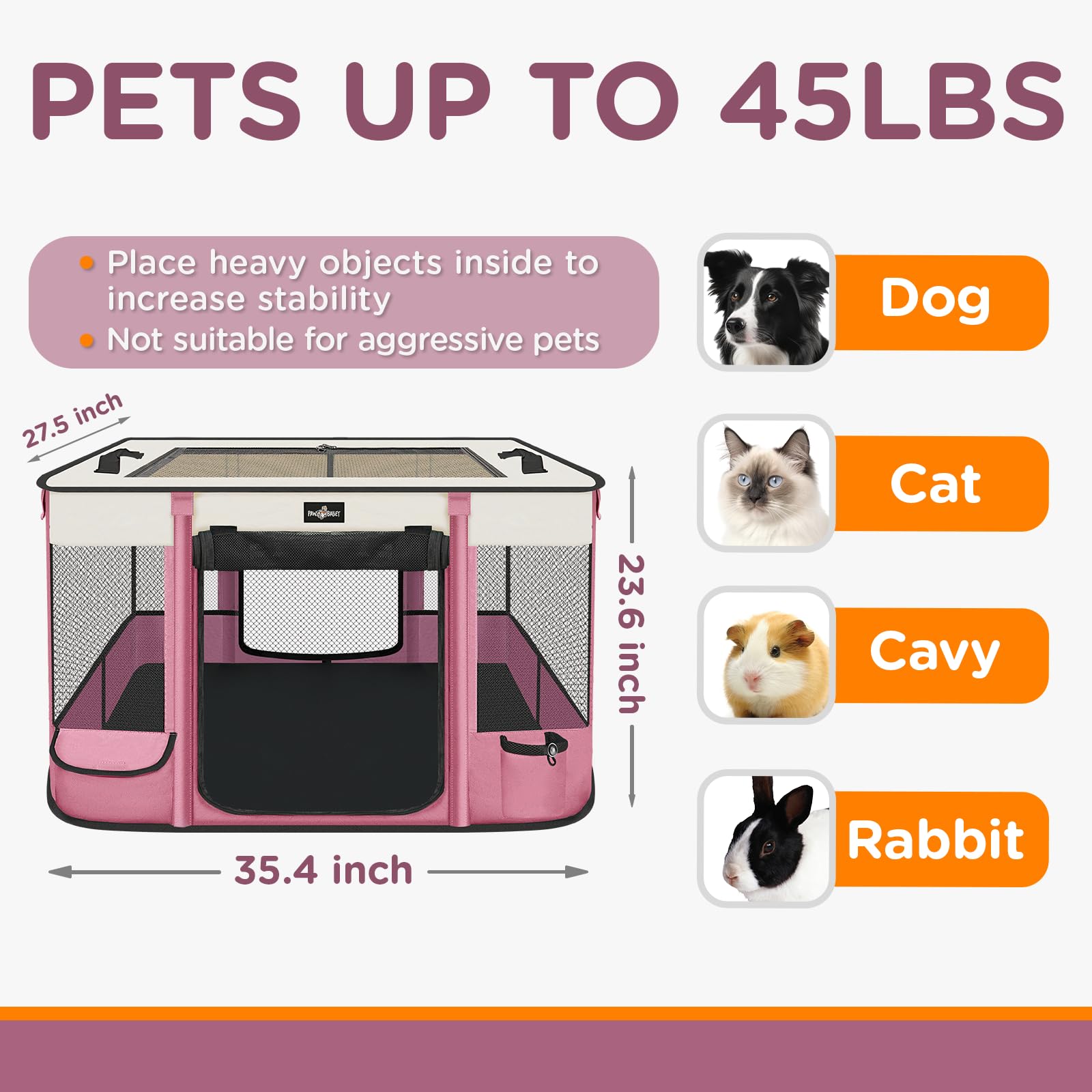PAW BALLET foldable pet playpen with two doors for easy access.