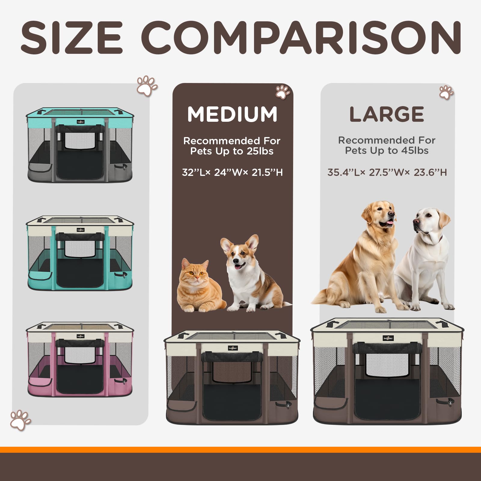 PAW BALLET Foldable Playpen portable design ideal for travel or camping