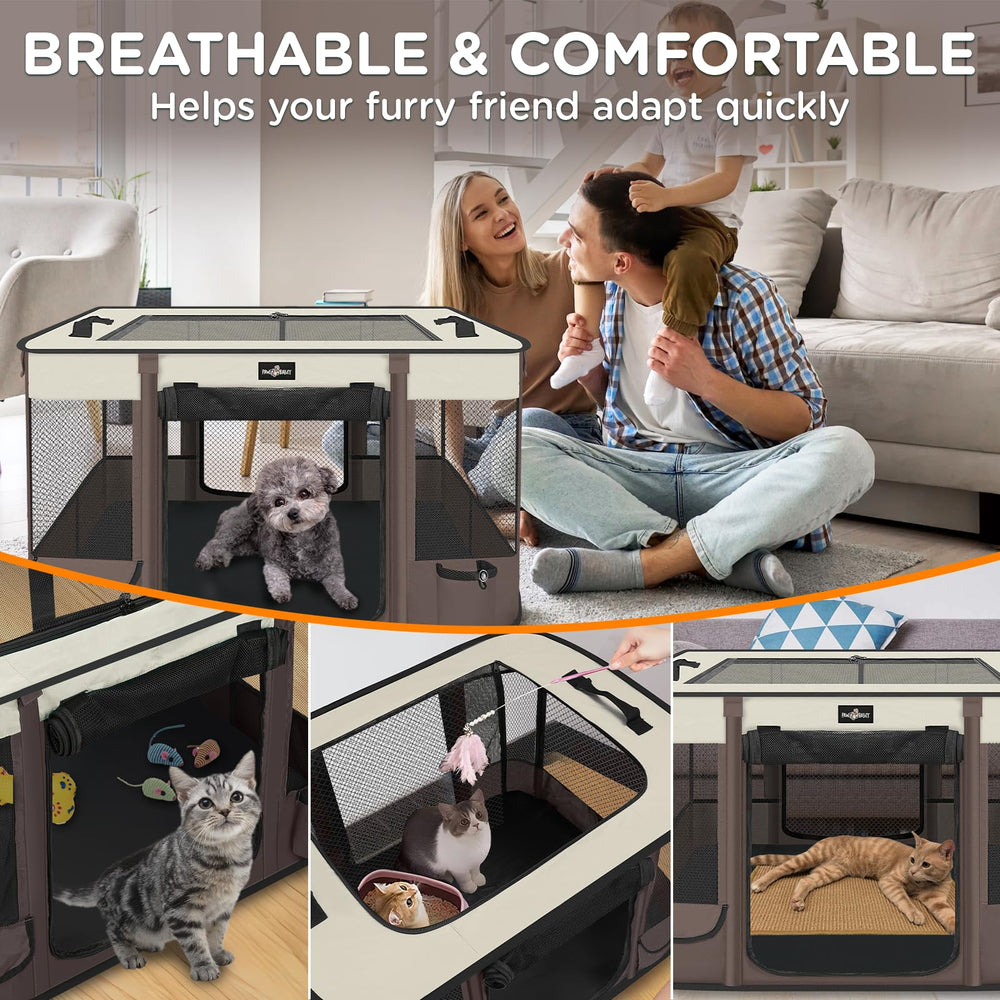 PAW BALLET Foldable Playpen waterproof bottom for quick cleanup