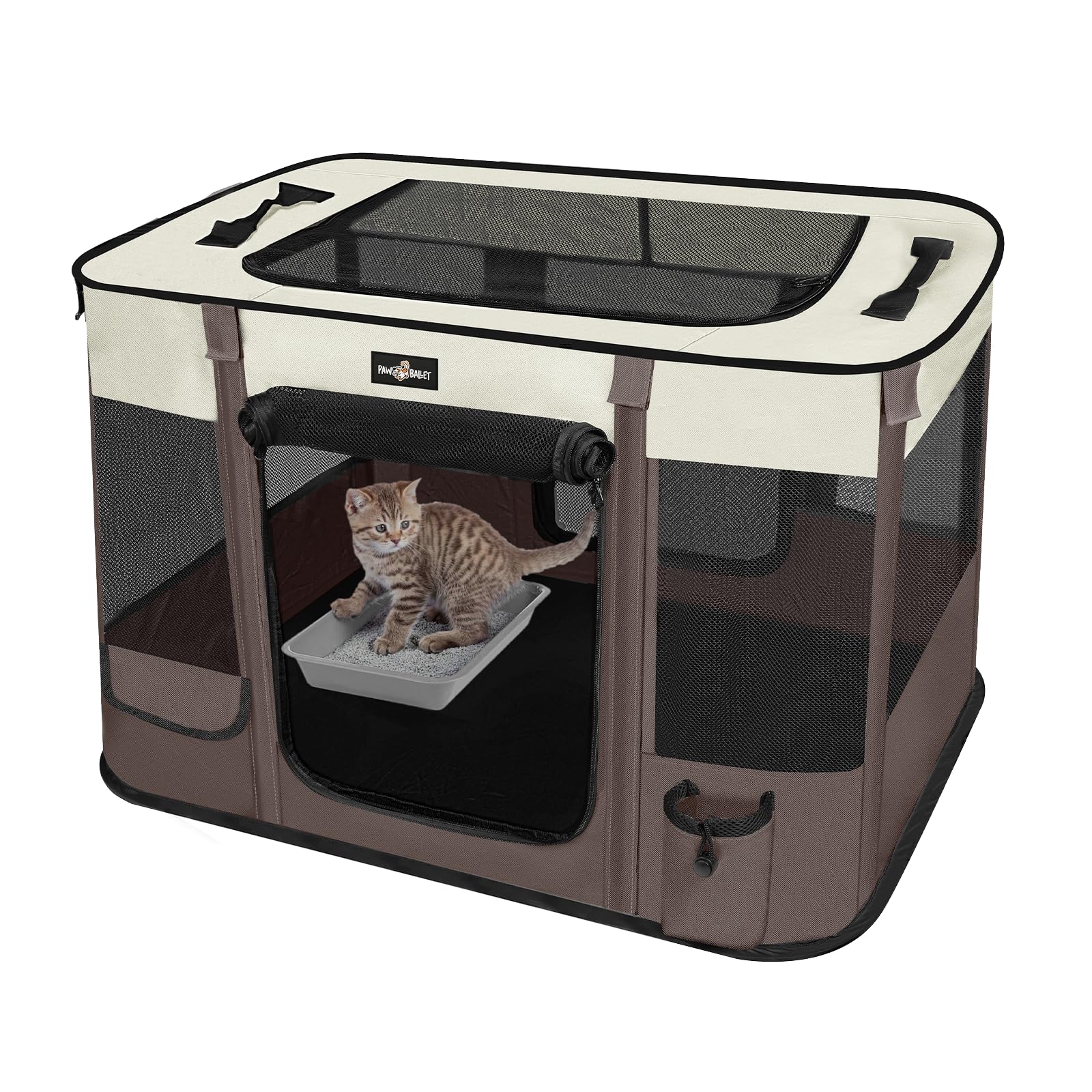 PAW BALLET Foldable Playpen wide view shows spacious lounge for small pets