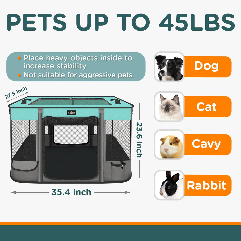 PAW BALLET playpen includes a side pocket for essentials.