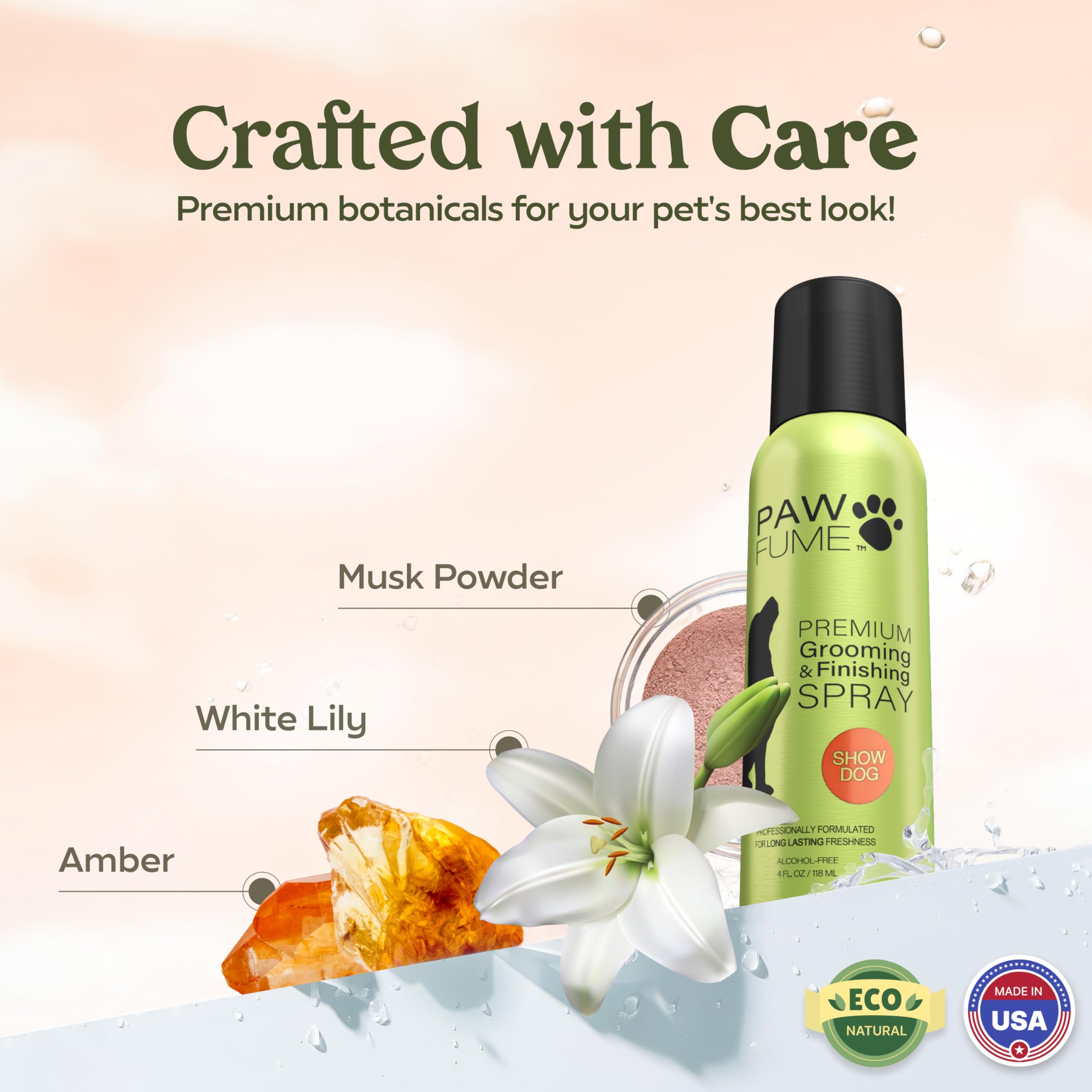 Paw Fume PAWFUME detangler improves brushing and reduces knots.