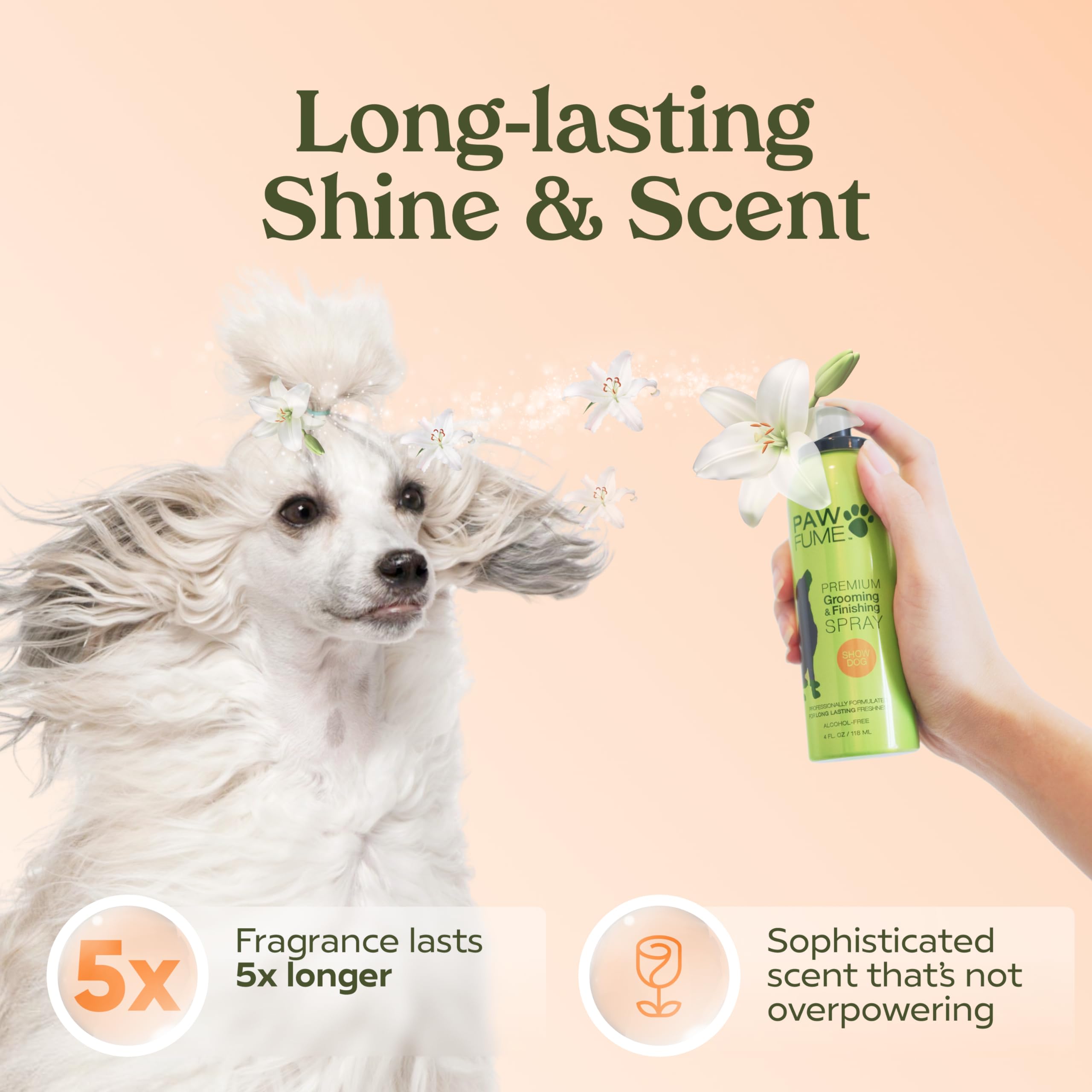 Paw Fume PAWFUME fine-mist nozzle provides even coverage on coats.