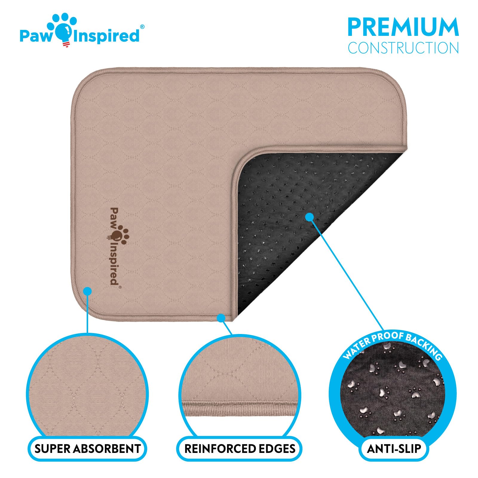 Paw Inspired crate liner machine-washable-reusable is convenient for cleaning after messes.