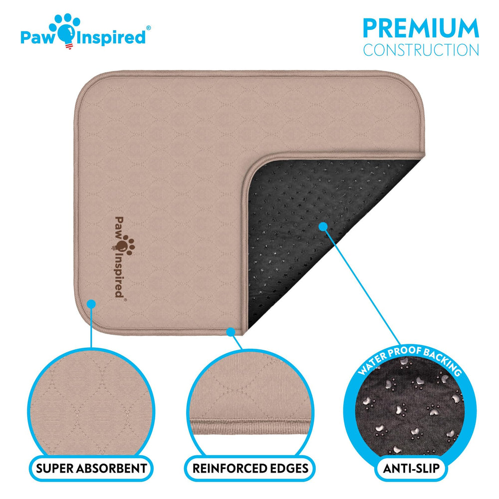 Paw Inspired crate liner machine-washable-reusable is convenient for cleaning after messes.