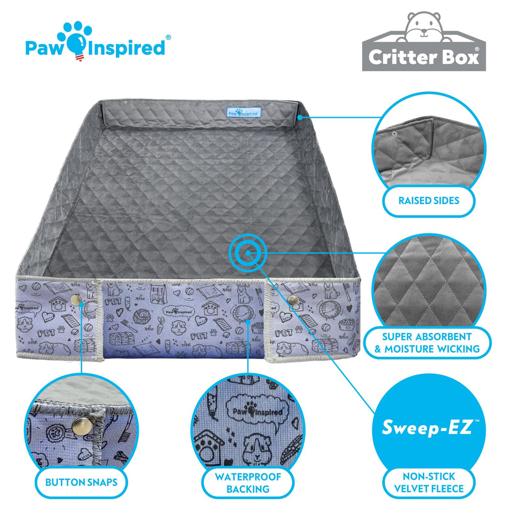 Paw Inspired Critter Box easier-clean liner for quick changes.
