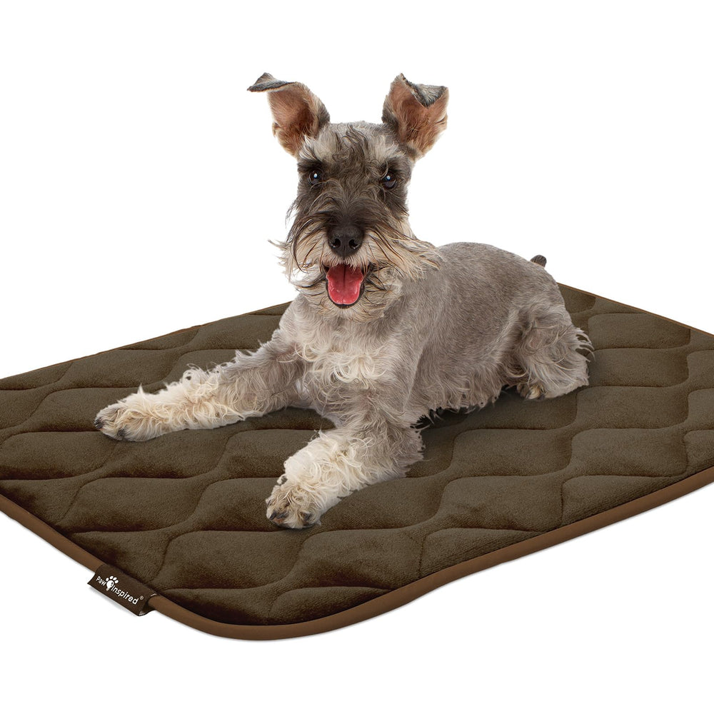 Paw Inspired dark brown crate mat adds warm comfort to kennels