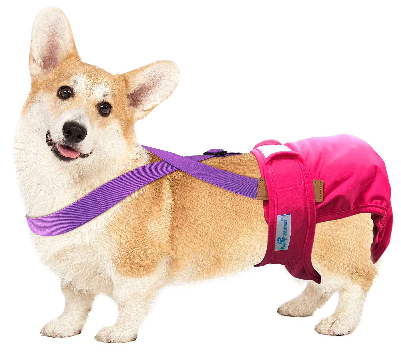 Paw Inspired purple velcro fasteners closeup for quick, reliable diaper attachment