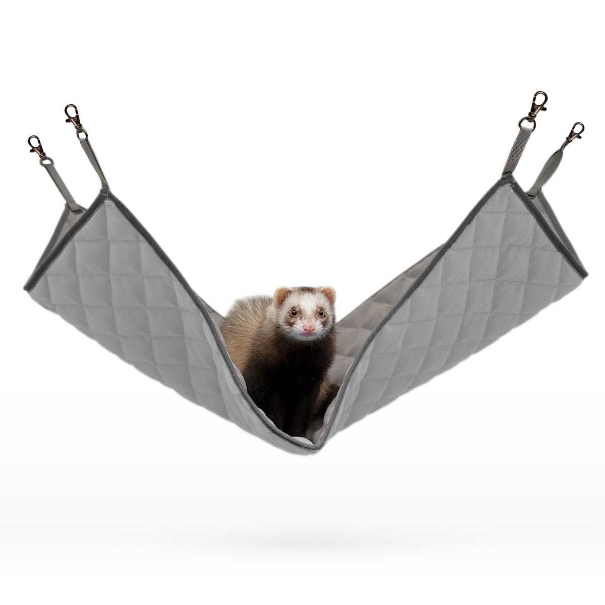 Paw Inspired hanging fleece hammock gray view offers a cozy resting spot for small pets.