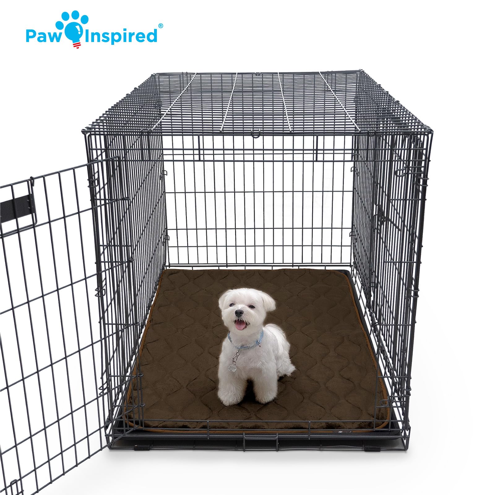 Paw Inspired machine-washable crate pad gray for easy cleanup