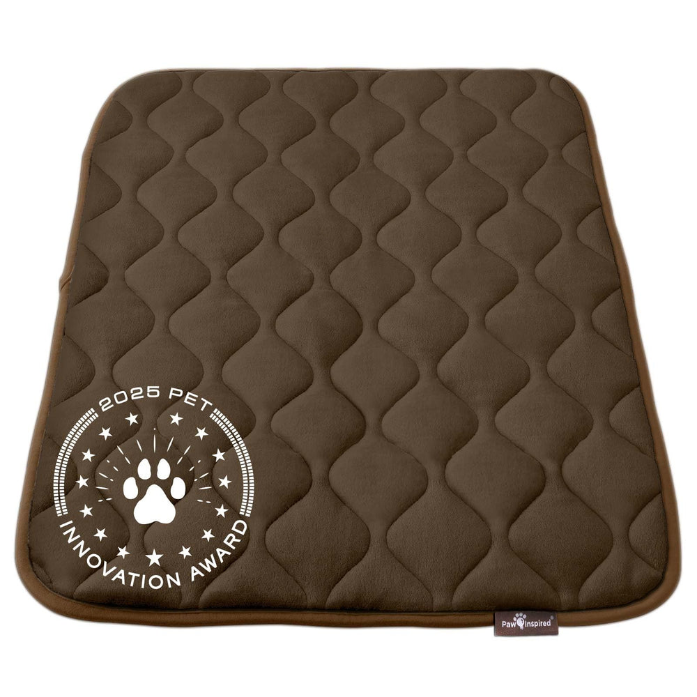 Paw Inspired plush crate mat closeup highlights soft, cozy surface for resting dogs