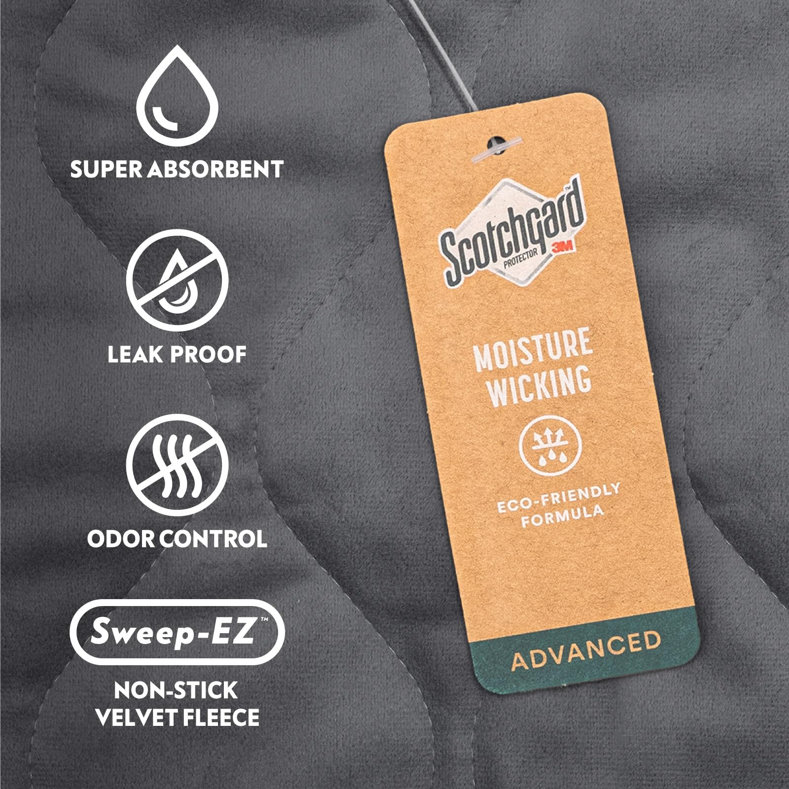 Paw Inspired PopCorner sweep-ez fleece blue close-up highlights mess-sweeping ease.