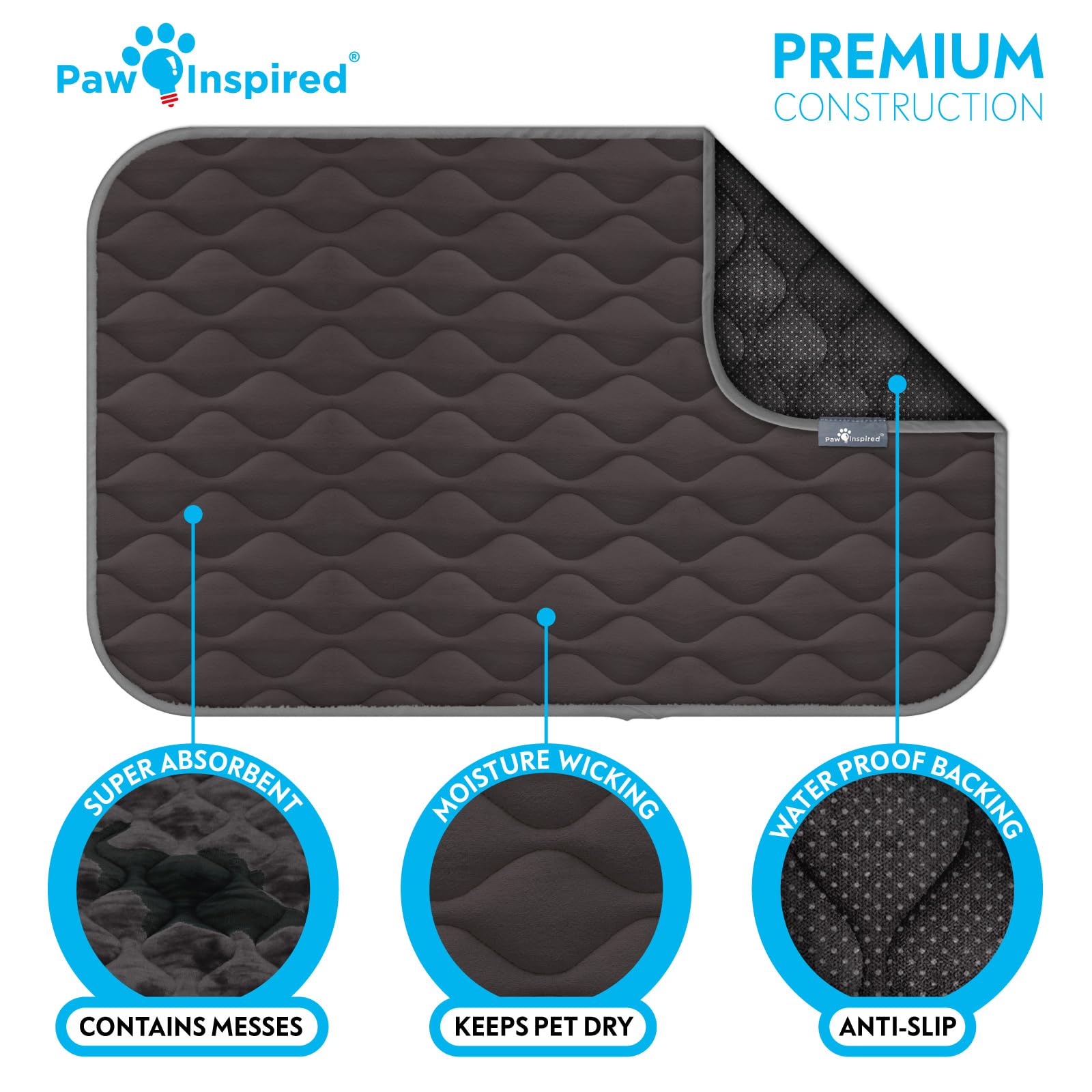 Paw Inspired 47x29 crate mat fits 48-inch kennels in gray