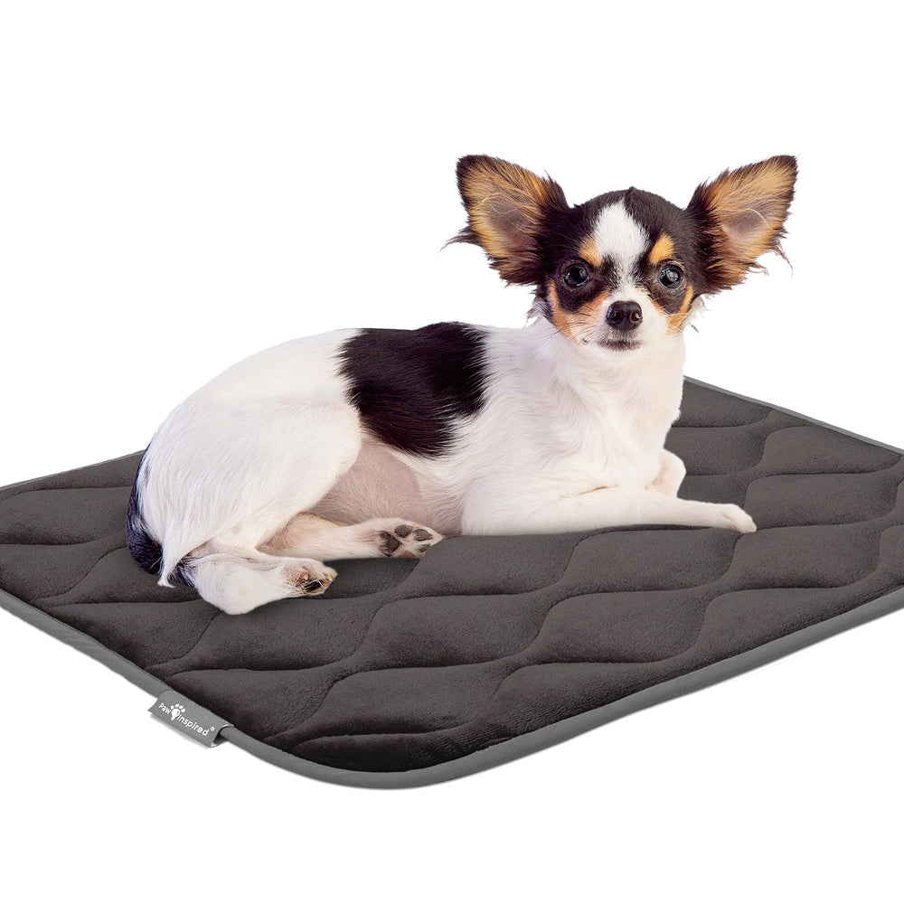 Paw Inspired moisture-absorbent core crate mat gray edge-to-edge protection