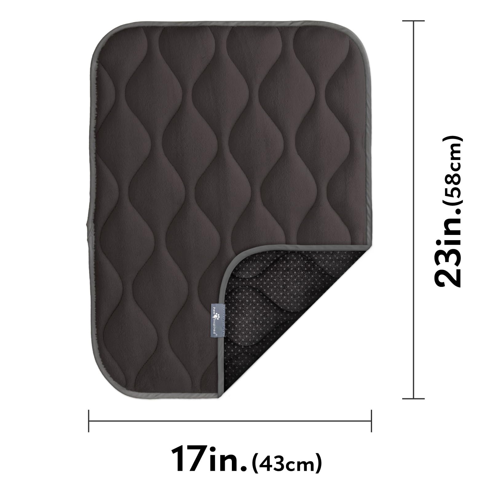 Paw Inspired crate mat gray in-kennel shows secure, leakproof base for restful crate time