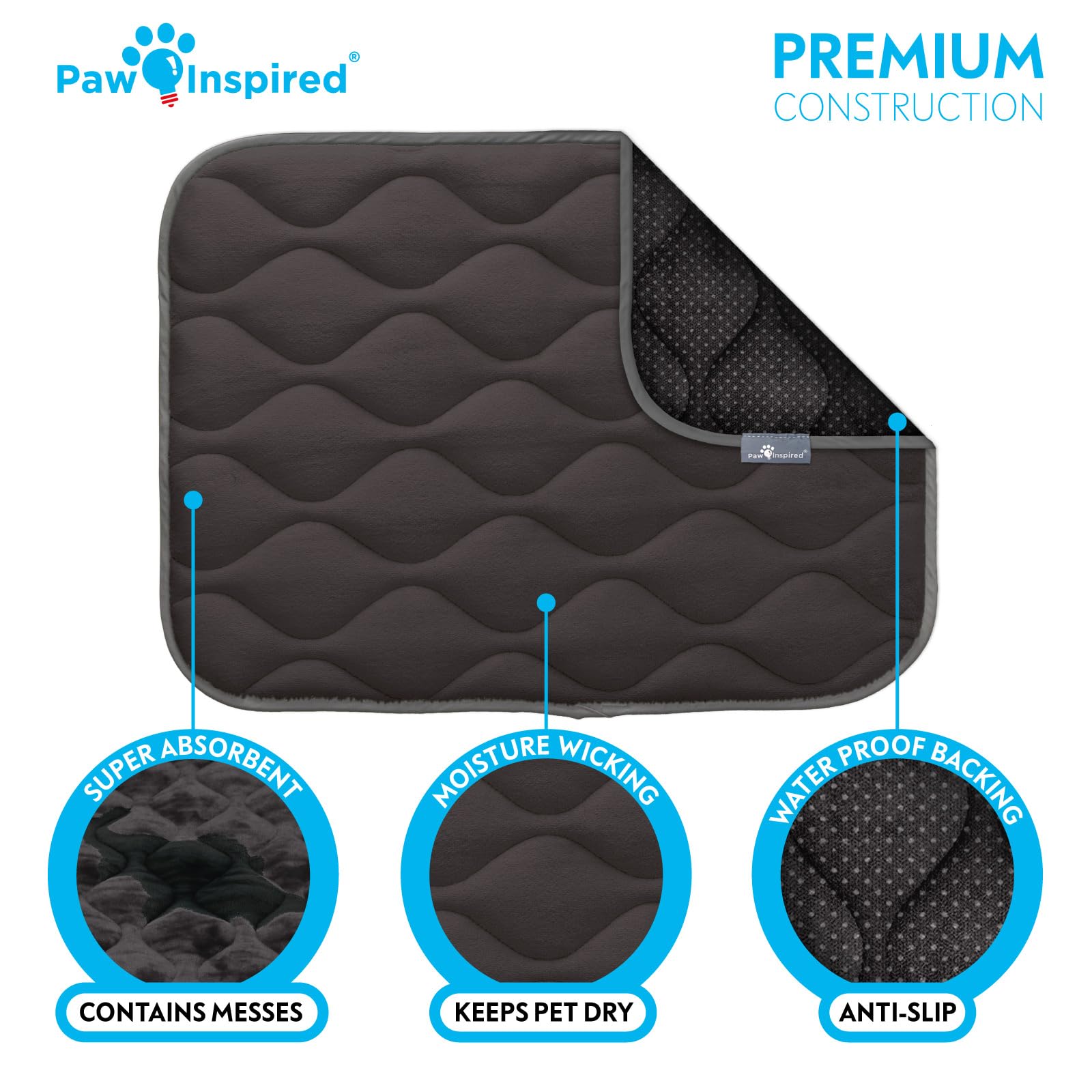 Paw Inspired waterproof bottom gray supports moisture control for crate protection
