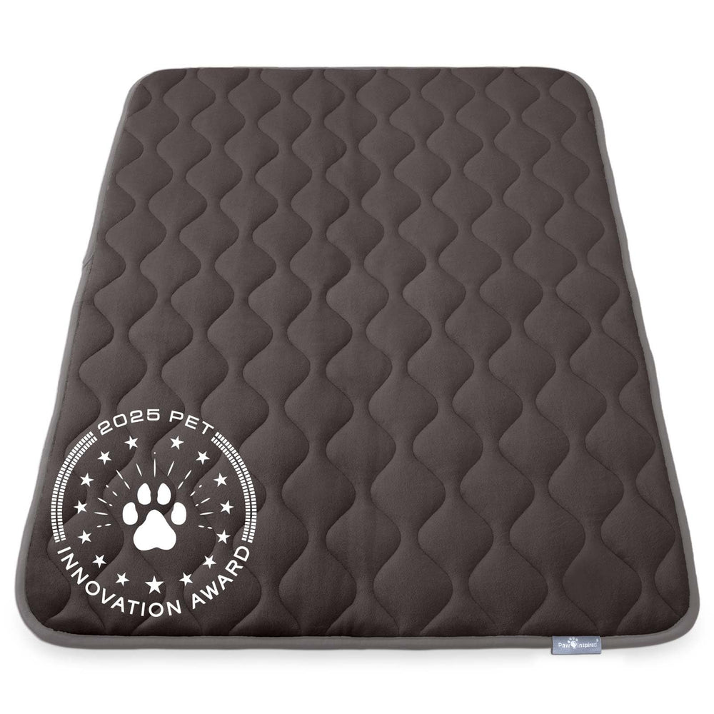 Paw Inspired washable padded crate mat gray top view showing plush softness for dogs