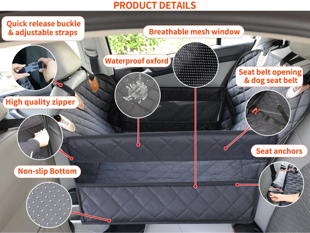 Paw Jamboree half backseat cover adds spacious comfort for pets and passengers.