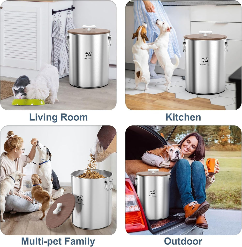 Paw Libero durable metal pet food storage for long-term freshness.