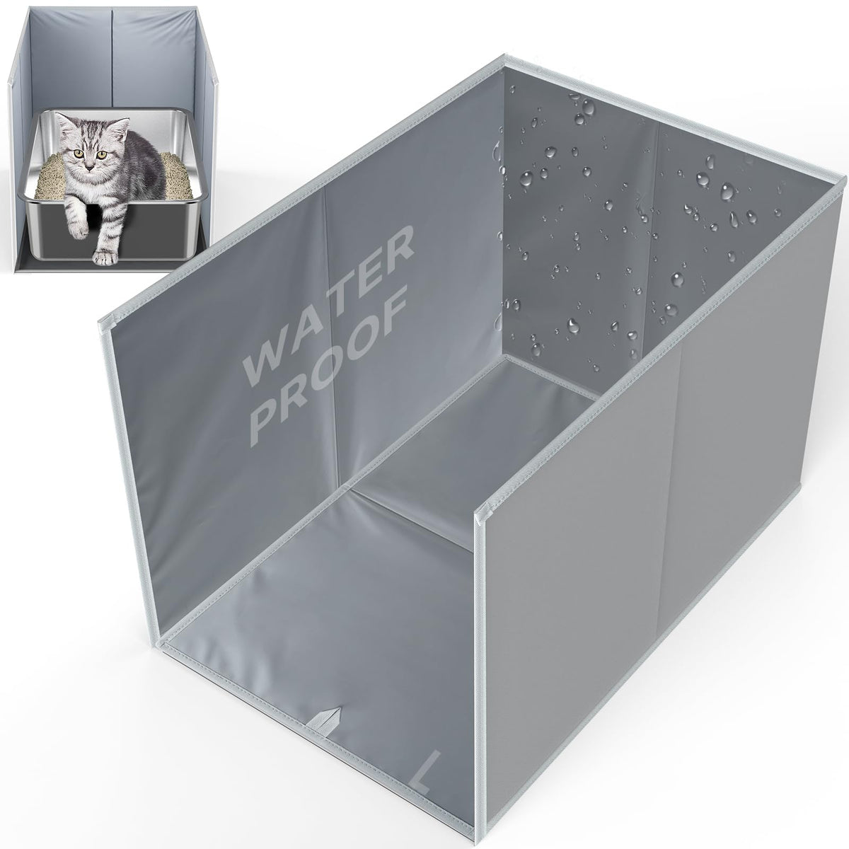 Paw Libero foldable cat litter box enclosure with open top for easy cleaning.