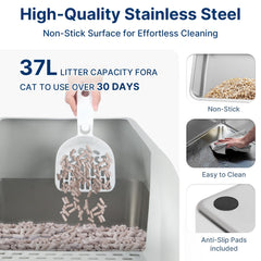 Paw Libero high-sides design reduces litter scatter and spills for cleaner floors.