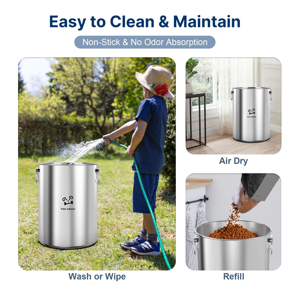 Paw Libero side handles enable easy pouring from pantry to bowl