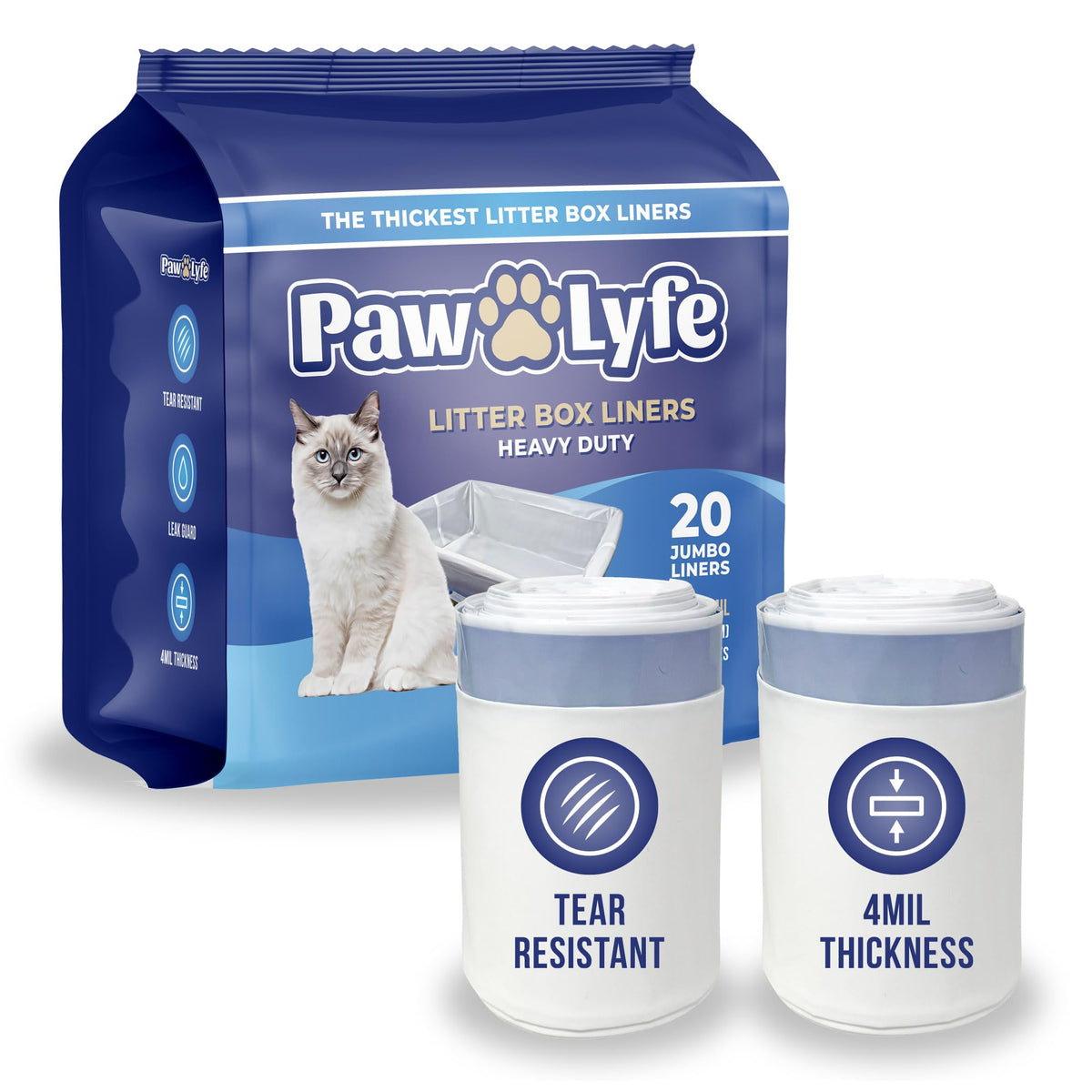PawLyfe jumbo litter liners 36x18 showcase extra thick durability for heavy use