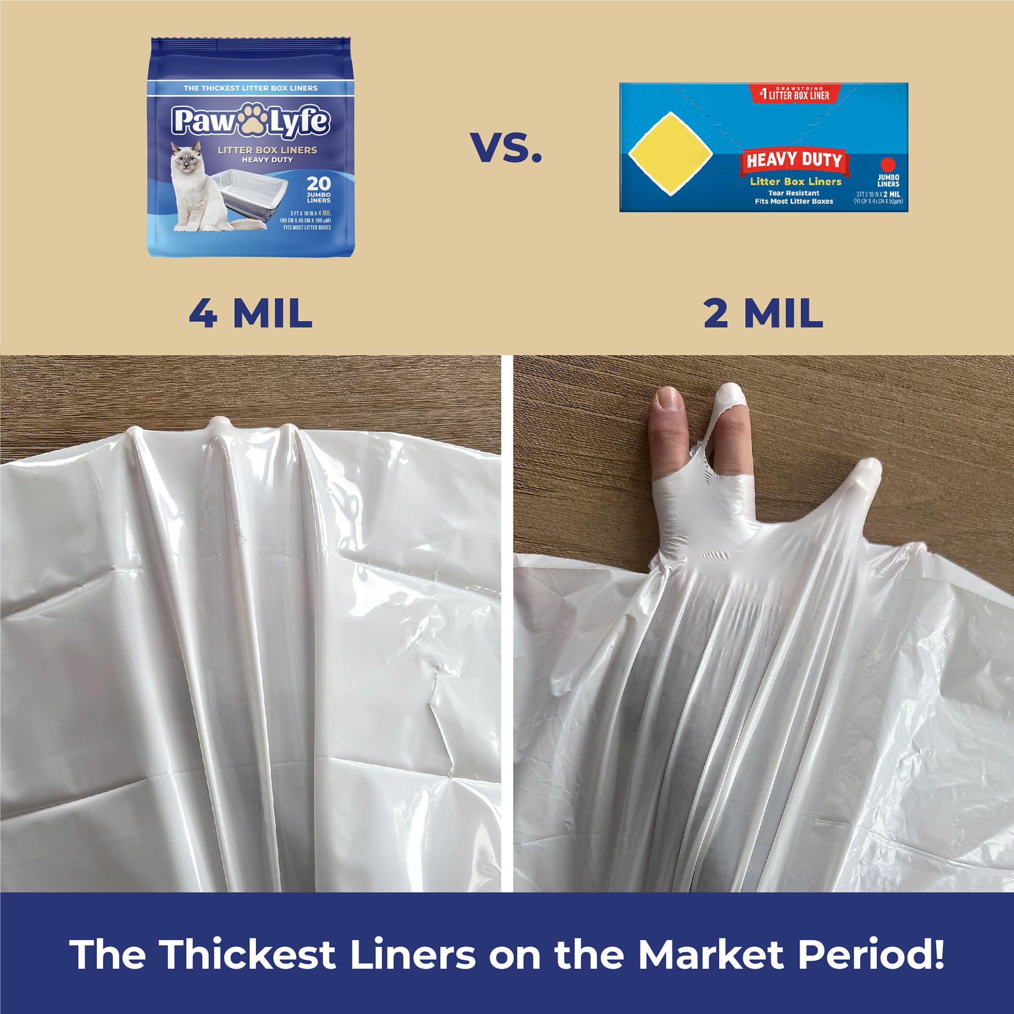 PawLyfe 4MIL liners designed for heavy use by rambunctious cats