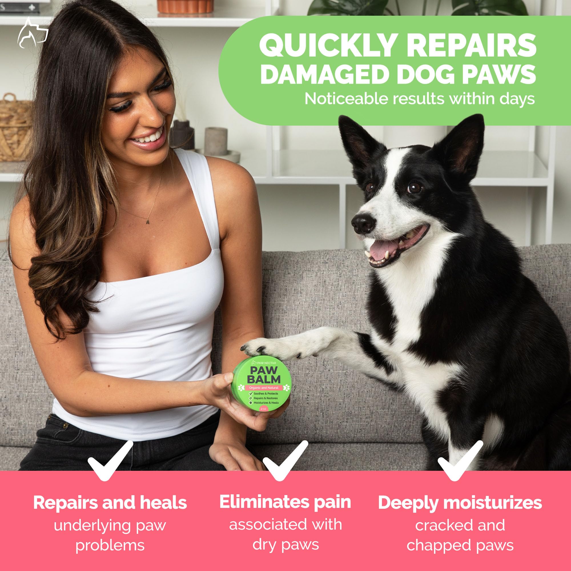 Cuidado diario de patas con Paw Nectar, alivio gradual y protección constante