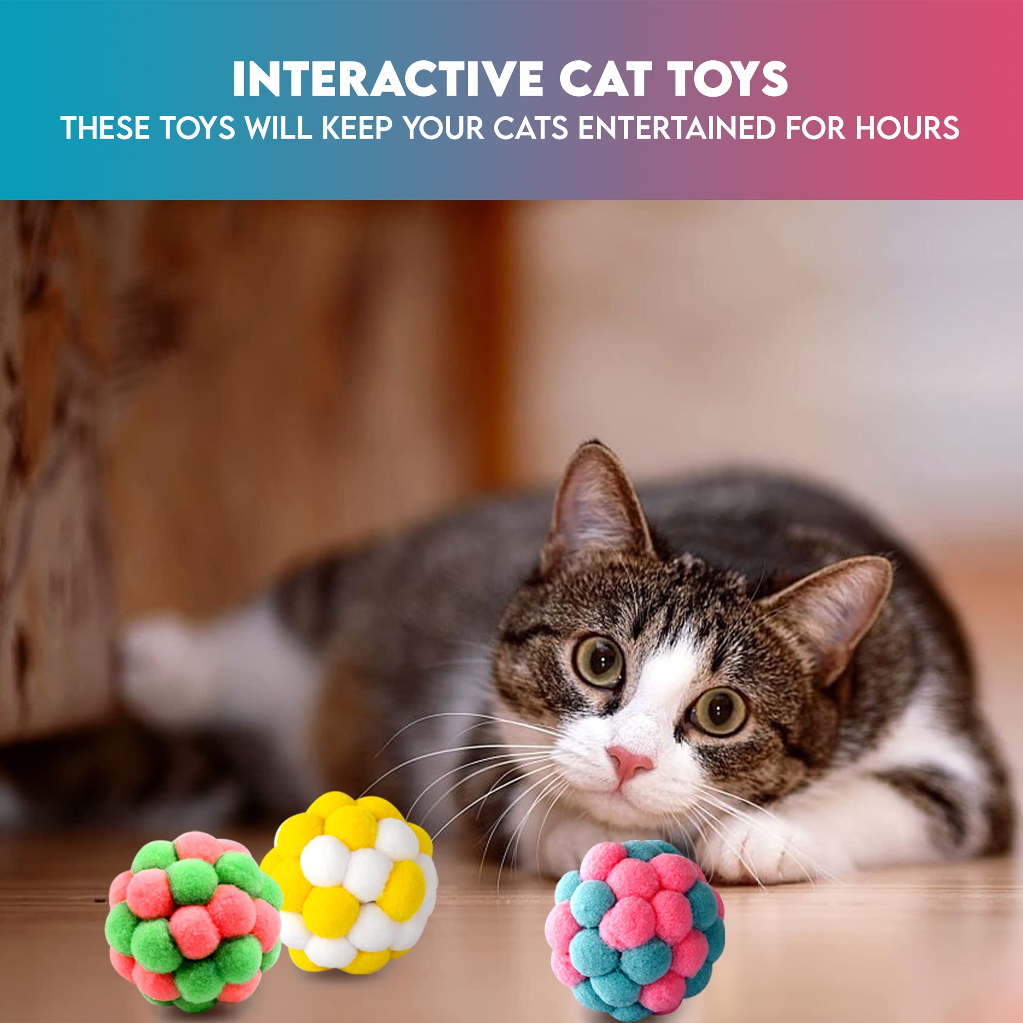 Paw Paw Babe 9 Pcs Cat Balls Plush Ball 05: easy-to-counce toy for mischief-free play.