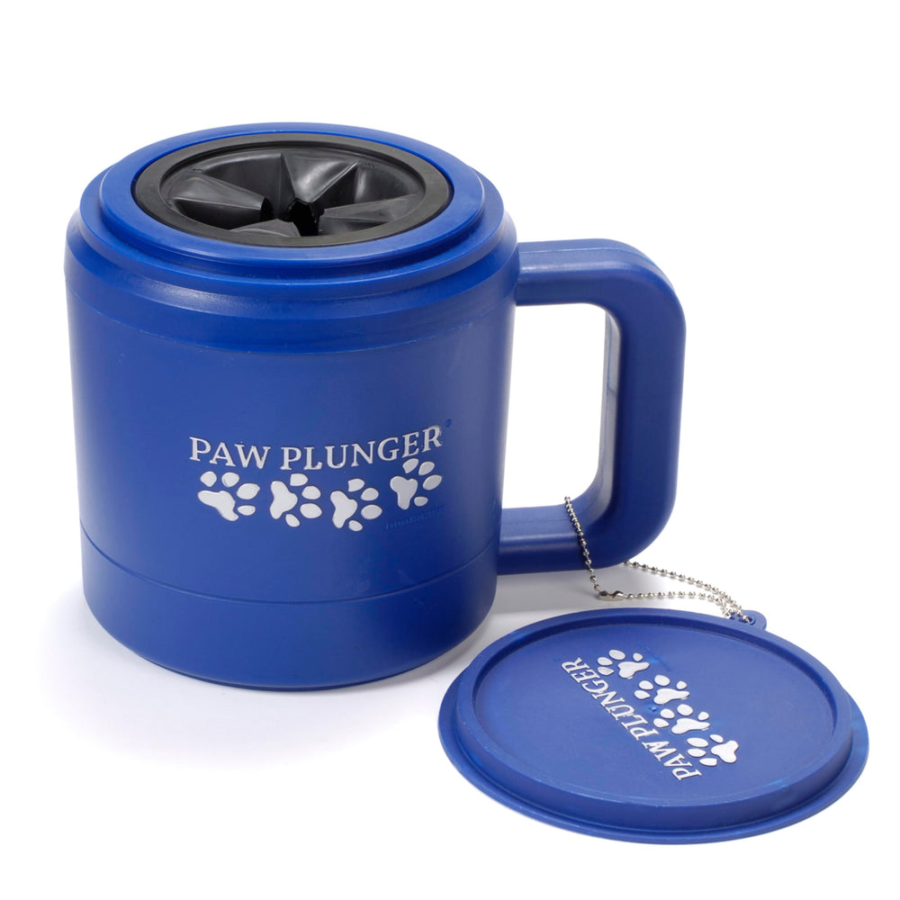 Paw Plunger blue dog paw-cleaner clears mud after outdoor play