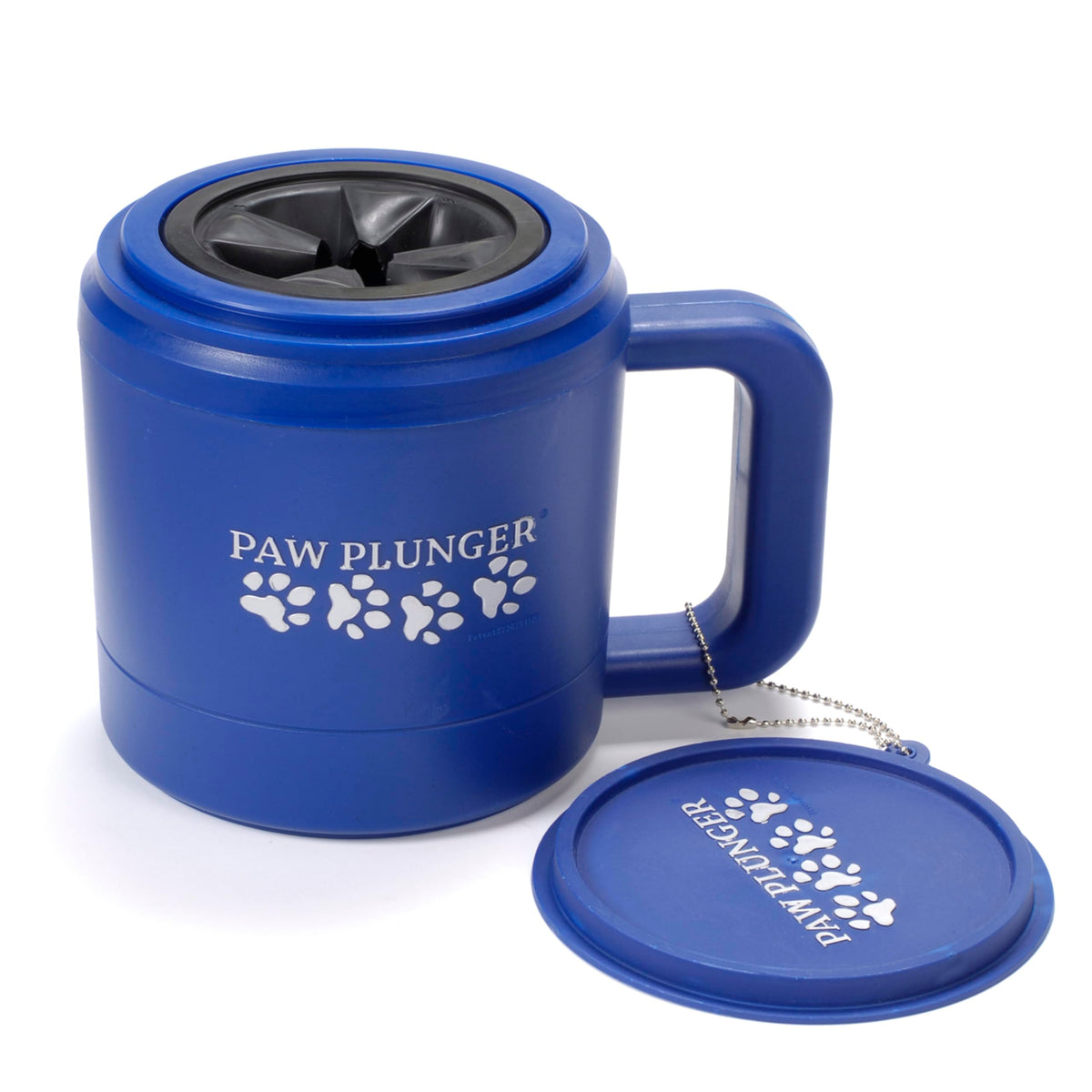 Paw Plunger blue dog paw-cleaner clears mud after outdoor play