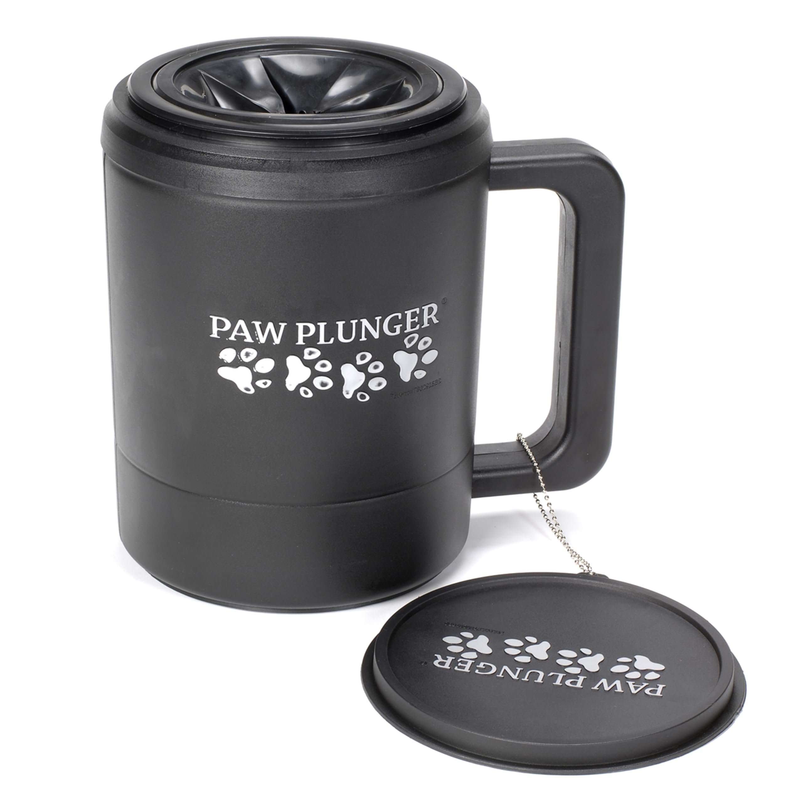 Paw Plunger dog paw cleaner front view demonstrates quick cleanup after outdoor walks.