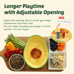PAW QUEST Avocado wobble toy adjustable dispenser enables slower feeding and longer engagement