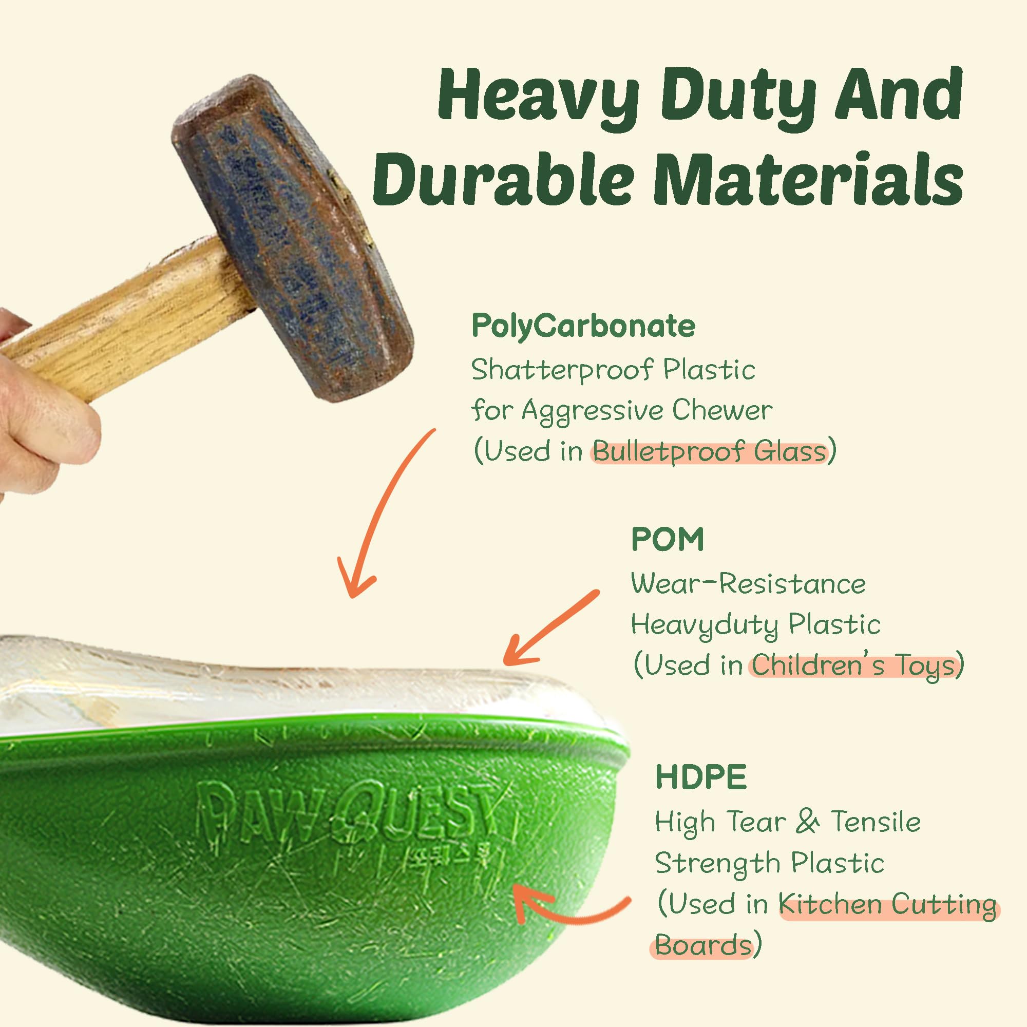 PAW QUEST Avocado wobble toy durable material emphasizes heavy-duty construction for tough chewers