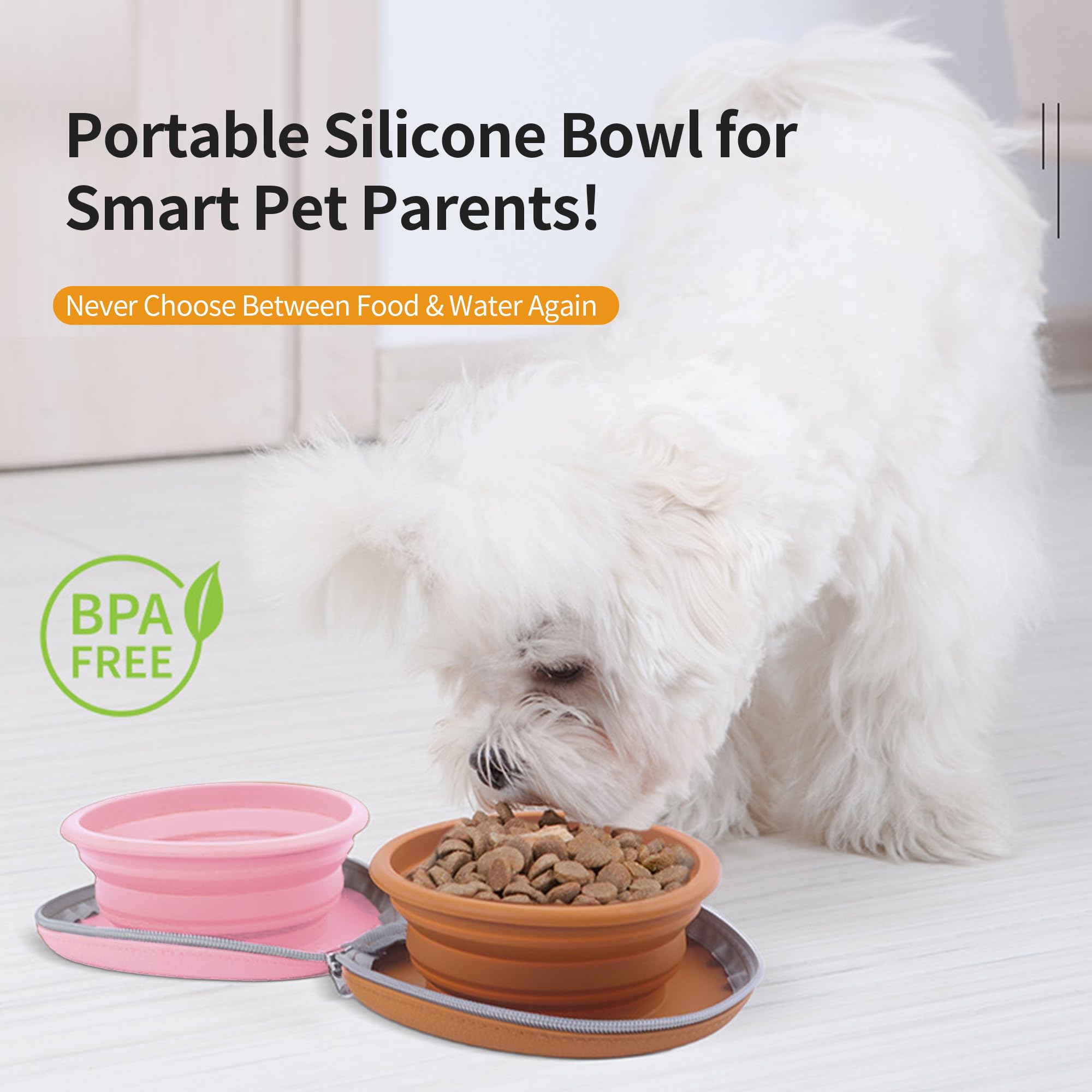 PawSailor collapsible bowls food compartment in use for on-the-go feeding