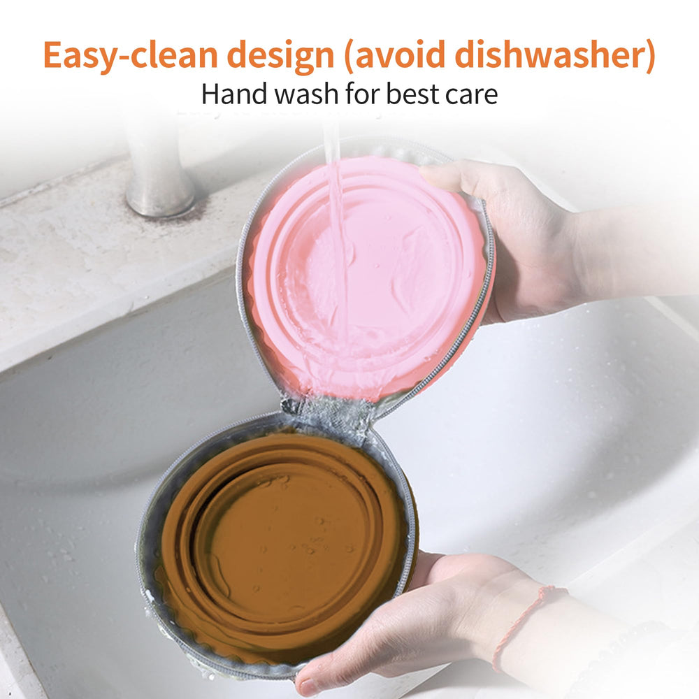 PawSailor collapsible bowls water compartment in action keeping water separate