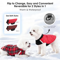 PawSailor Quilted dog coat reversible side shows two stylish looks