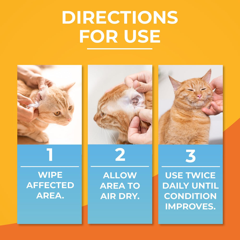 Paw Science antibacterial wipes ears application: soothe minor irritation with chlorhexidine.