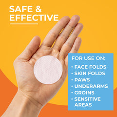 Paw Science antibacterial wipes face folds use: safe around sensitive facial areas.