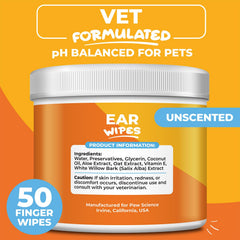 Paw Science cat ear wipes close-up for soothing ear care.