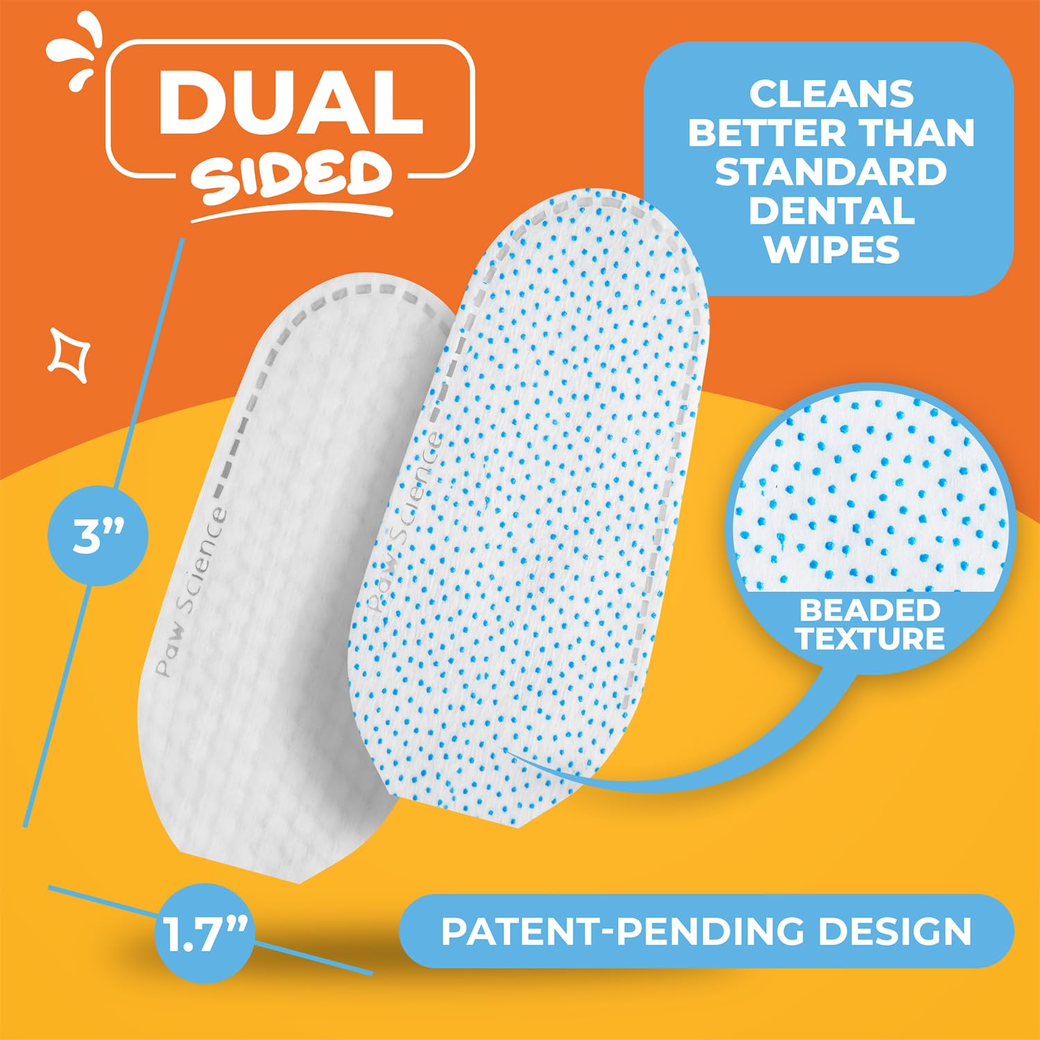 Paw Science wipes close-up highlights hypoallergenic, pet-safe oral care.