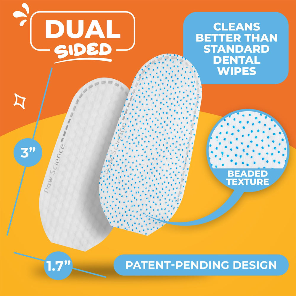 Paw Science wipes close-up highlights hypoallergenic, pet-safe oral care.