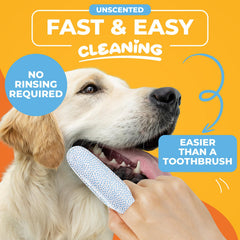 Paw Science dental finger wipes application shows easy, brush-free cleaning.